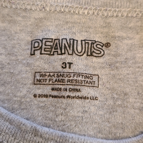 Peanuts Snoopy and Woodstock grey long sleeved snug fitting tee shirt - Picture 2 of 3